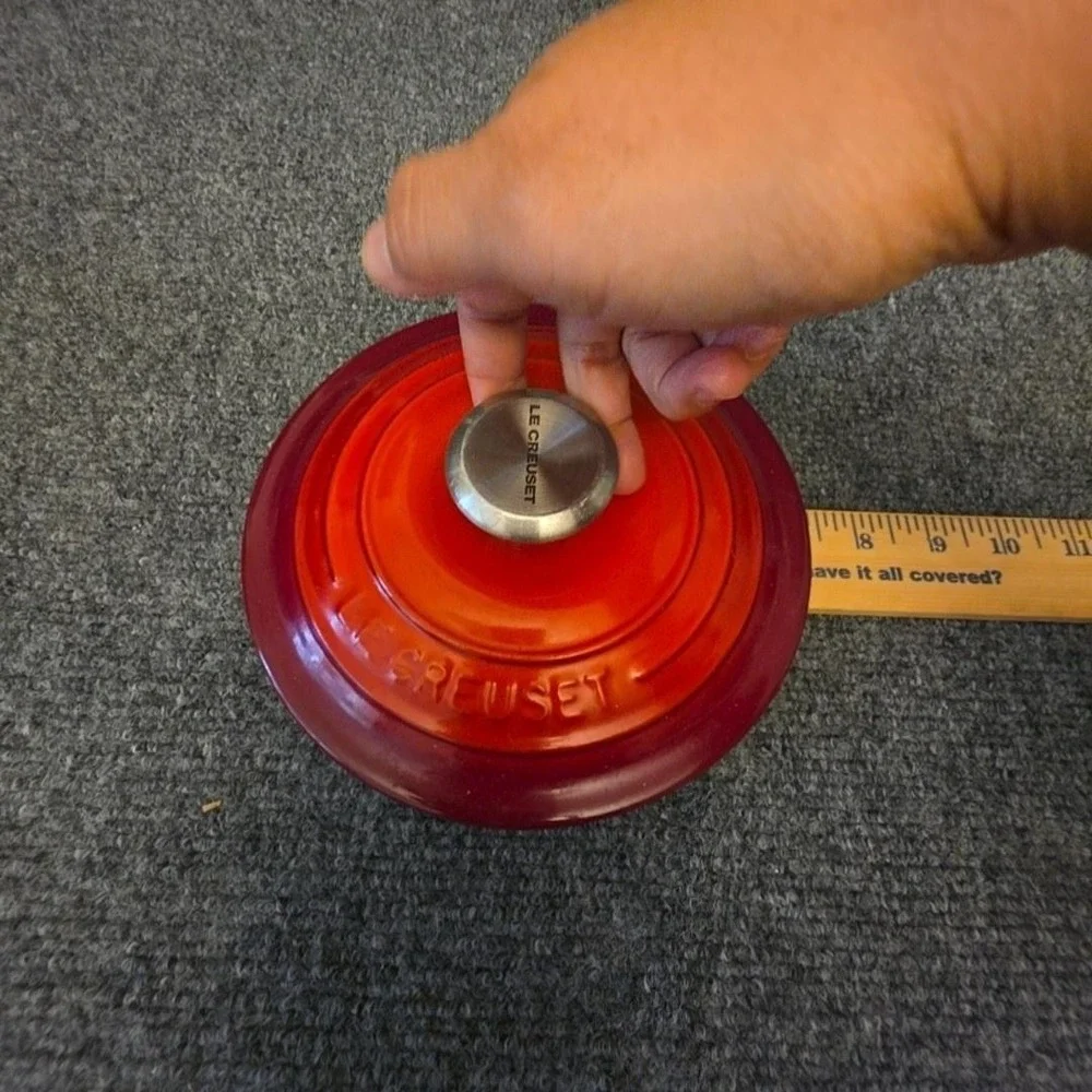 Le Creuset 18 Round‎ Lid Stainless Knob Flame Orange Enamel Cast Iron France